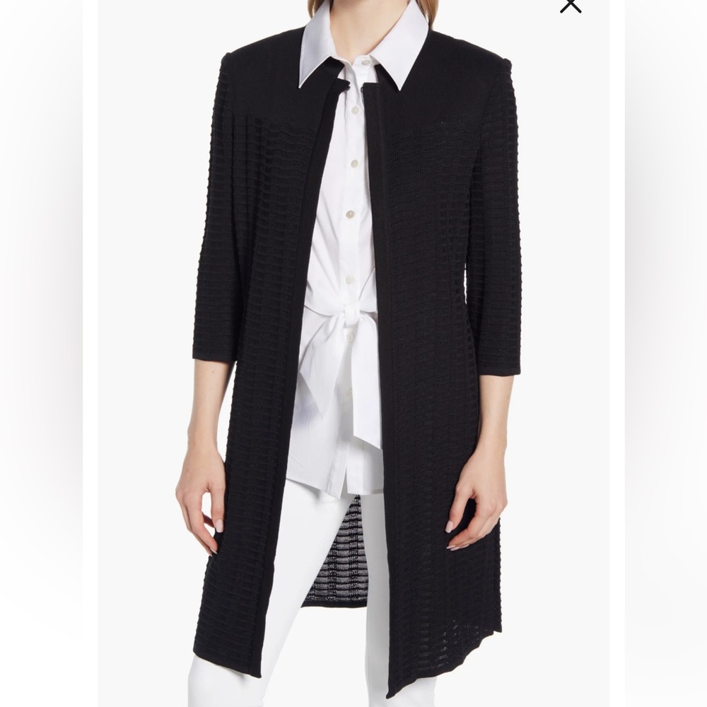 Ming Wang Textured Knit Long Cardigan Jacket size Medium